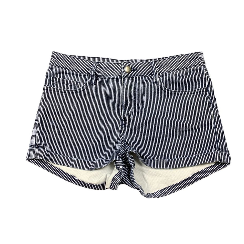 H & M 6 Shorts Navy Blue White Stripe Mini 29" X 2" - Picture 1 of 4